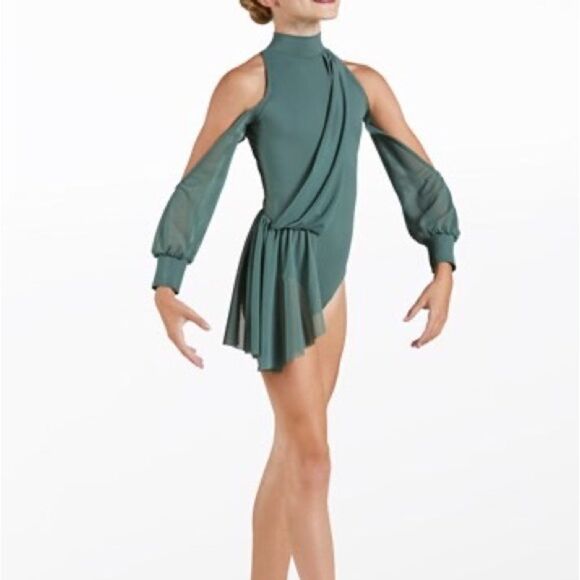 WEISSMAN Balera Dance Costume lyrical Sage green Blouson poet leotard MT11546 LC - Picture 1 of 11